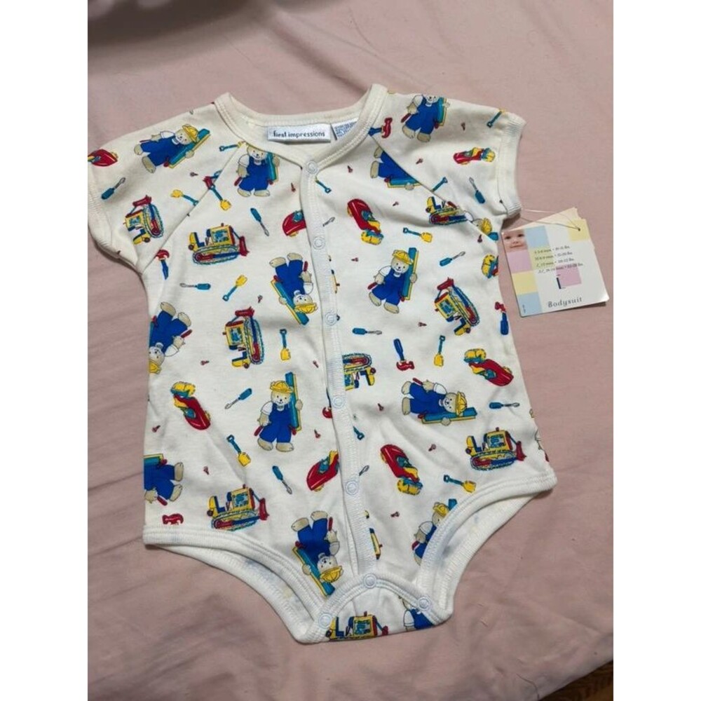 Vintage NWT Construction Roadwork Bear Bodysuit